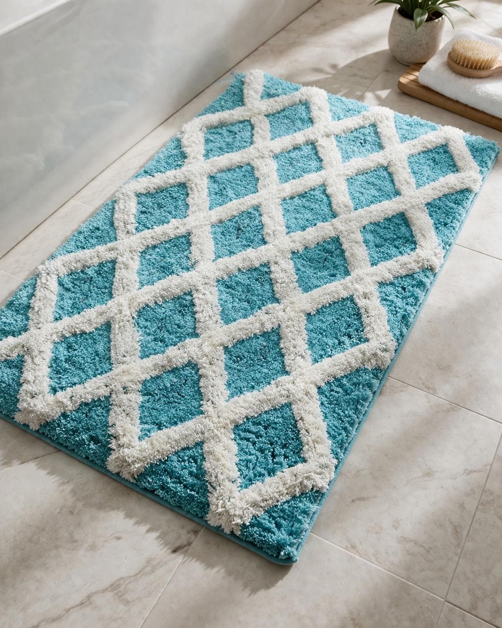 Bathmat blue and white X mats