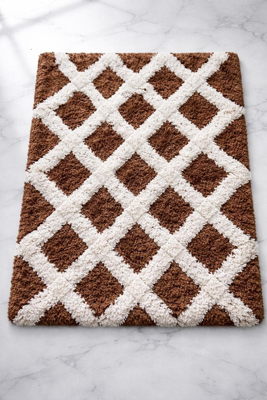 Bath Mat brown & white nets