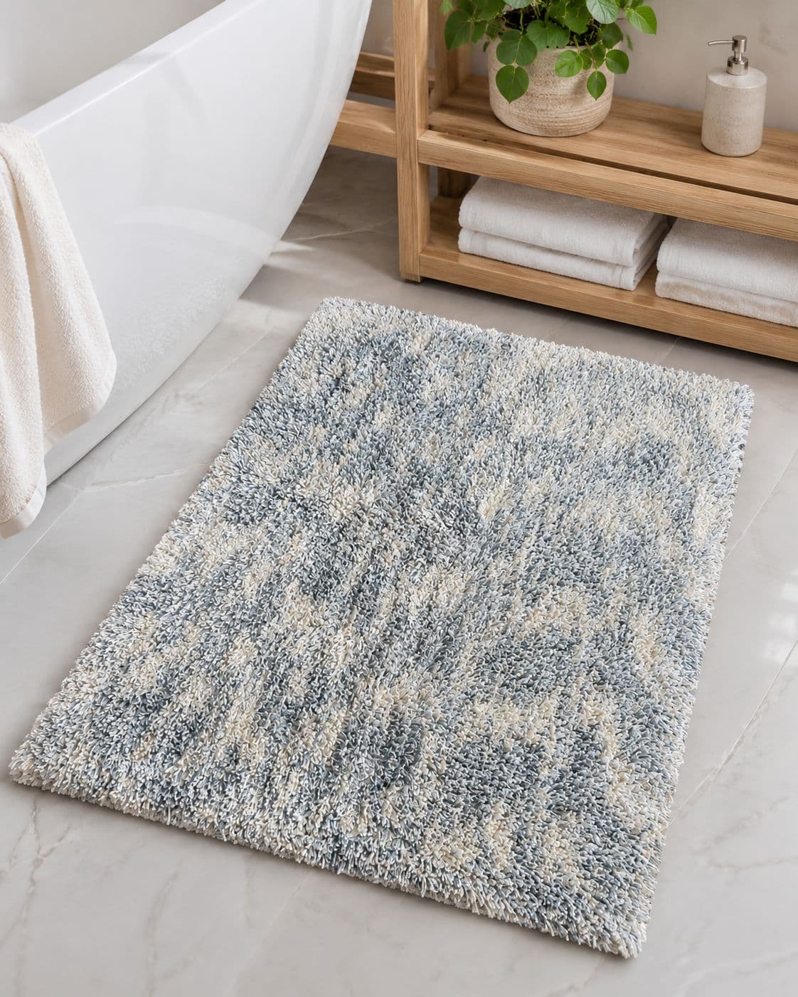 Bathmat blue and white blunch